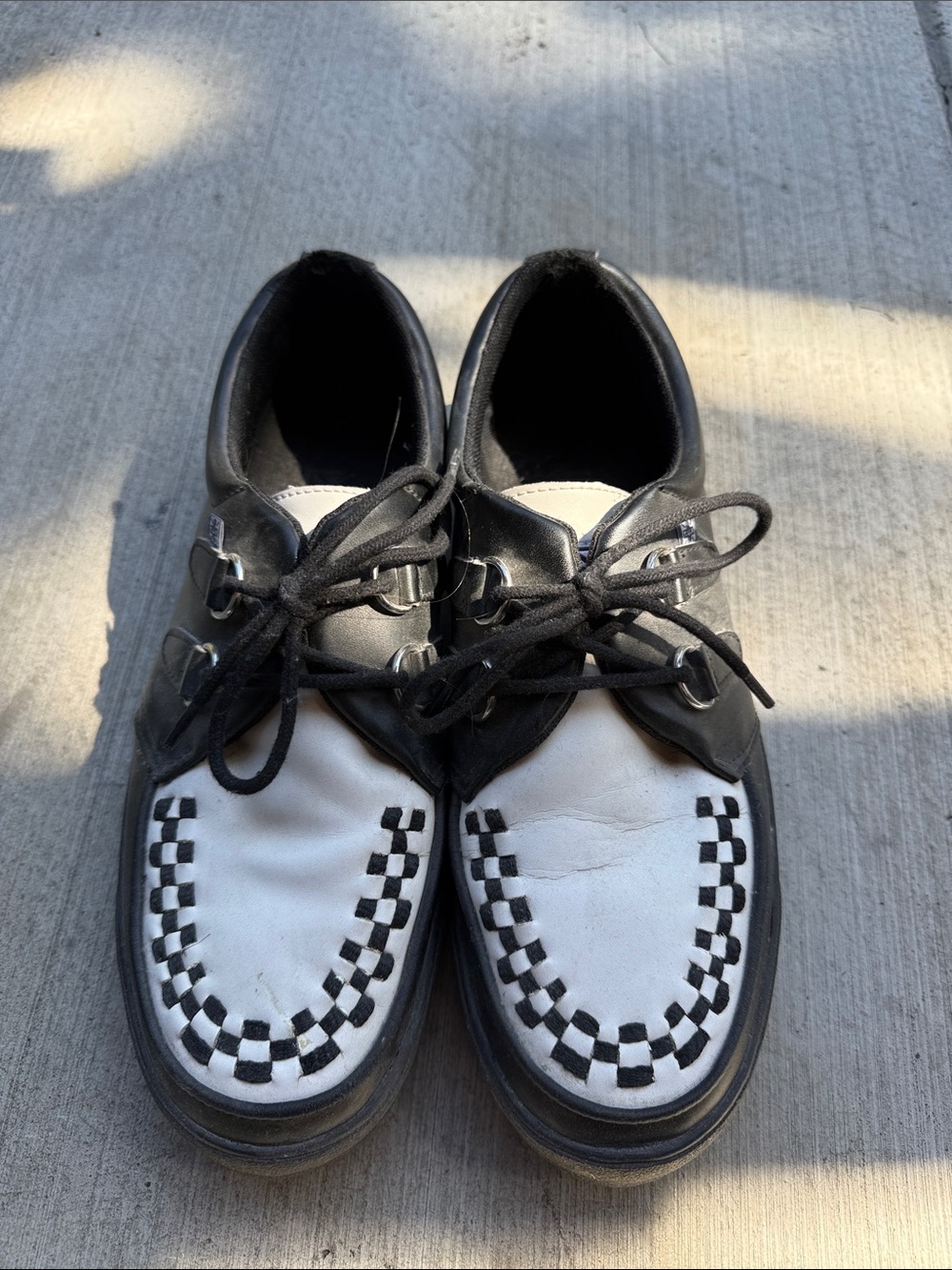TUK Black & White Checkerboard Lace-Up Shoes